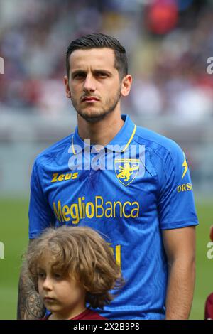 Emanuele Valeri während des Spiels der Serie A zwischen dem FC Turin und Frosinone Calcio am 21. April 2024 im Olympischen Stadion Grande Torino in Turin, Italien. Stockfoto