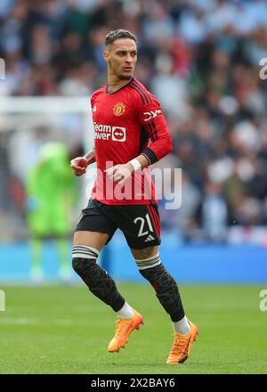 Antony of Manchester United, während des Halbfinalspiels des Emirates FA Cup Coventry City gegen Manchester United im Wembley Stadium, London, Vereinigtes Königreich, 21. April 2024 (Foto: Gareth Evans/News Images) Stockfoto