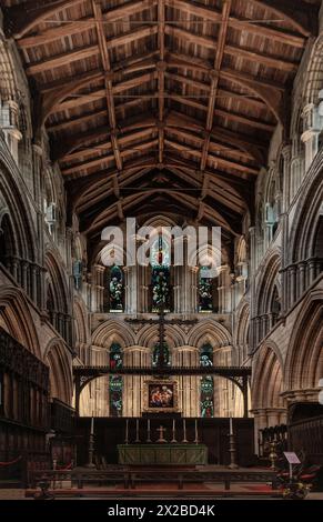 Hexham Abbey ist eine denkmalgeschützte Kirche, die St. Andrew in der Stadt Hexham, Northumberland, im Nordosten Englands gewidmet ist. Stockfoto