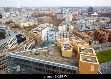 Potsdamer Platz, Luftaufnahme, Berlin, Deutschland. Stockfoto