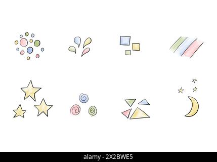 Set von Aquarellkritzelementen, Vektorillustration. Stock Vektor