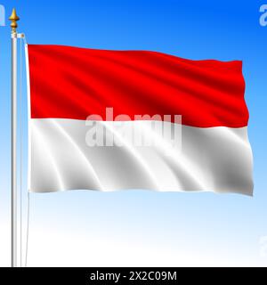 Indonesien, offizielle nationale winkende Flagge, asiatisches Land, Vektor-Illustration Stock Vektor