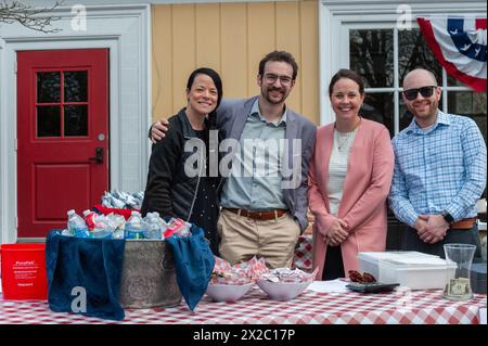 Patriots' Day in Concord, zum Gedenken an die ersten Schlachten des Amerikanischen Unabhängigkeitskrieges. Stockfoto