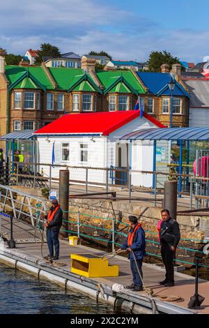 Dock in Port Stanley, Falklandinseln, Großbritannien Stockfoto