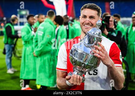 Rotterdam, Niederlande. April 2024. Rotterdam - Santiago Gimenez of Feyenoord beim KNVB Cup Finale/KNVB Bekerfinale zwischen Feyenoord und NEC im Stadion Feijenoord de Kuip am 21. April 2024 in Rotterdam, Niederlande. Credit: Box to Box Pictures/Alamy Live News Stockfoto