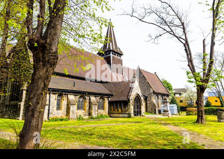 Außenansicht der Emmanuel Parish Church von 1852 von George Gilbert Scott in Forest Gate, Newham, London, England Stockfoto