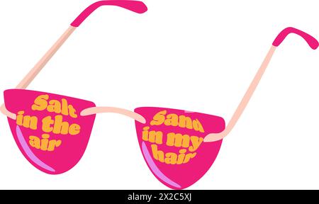 Salz in der Luft in der rosa Retro-Brille mit im groovigen 1970er Jahre Stil, Stock Vektor