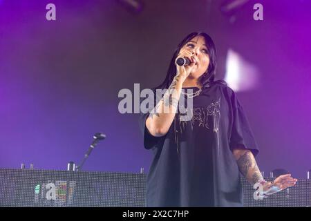 Indio, USA. April 2024. Kenya Grace während des Stagecoach Music Festivals im Empire Polo Club am 20. April 2023 in Indio, Kalifornien (Foto: Daniel DeSlover/SIPA USA) Credit: SIPA USA/Alamy Live News Stockfoto