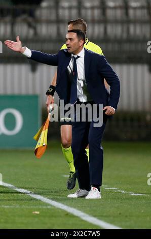 Monza Brianza, Italien. April 2024. Monzas Raffaele Palladino während des Fußballspiels der Serie A zwischen Monza und Atalanta im Stadio U-Pouwer in Monza Sonntag, 21. April 2024. Sport - Fußball . (Alberto Mariani/LaPresse) Credit: LaPresse/Alamy Live News Stockfoto