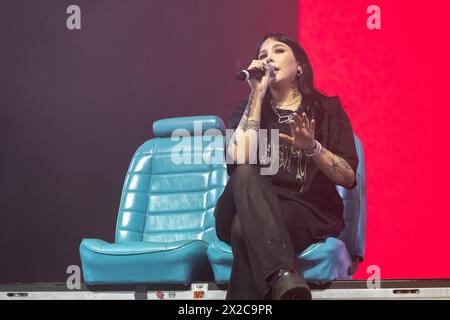 Indio, USA. April 2024. Kenya Grace während des Stagecoach Music Festivals im Empire Polo Club am 20. April 2023 in Indio, Kalifornien (Foto: Daniel DeSlover/SIPA USA) Credit: SIPA USA/Alamy Live News Stockfoto