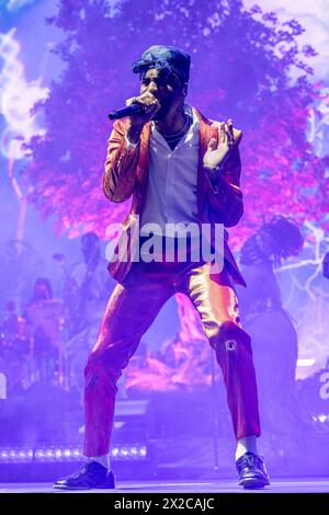 Indio, USA. April 2024. Jon Batiste während des Stagecoach Music Festivals im Empire Polo Club am 20. April 2023 in Indio, Kalifornien (Foto: Daniel DeSlover/SIPA USA) Credit: SIPA USA/Alamy Live News Stockfoto