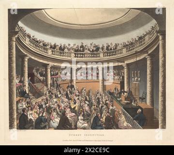 Surrey Institution , Aquatint von Thomas Sunderland . Veröffentlicht: Rudolph Ackermann in der Serie Microcosm of London. 1809. Stockfoto