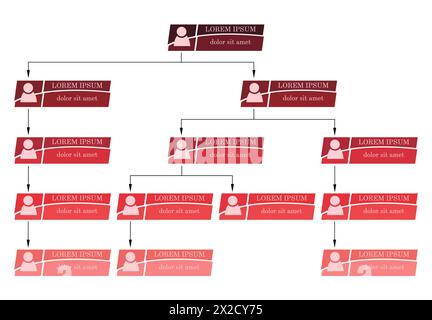 Farbenfrohes Konzept der Geschäftsstruktur, Diagrammschema der Unternehmensorganisation mit Personensymbolen. Vektorabbildung. Stock Vektor