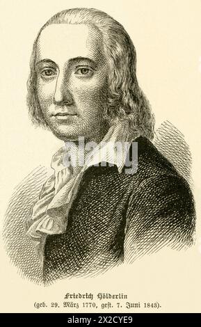 Europa, Deutschland, Baden-Württemberg, Lauffen am Neckar, Friedrich Hölderlin, deutscher Dichter, Motiv aus : Illustrirte Geschichte des deutschen Schrifttums , von Otto von Leixner , 2. Band , Verlag und Druck von Otto Spamer , Leipzig und Berlin , 1881 . / Europa, Deutschland, Baden-Württemberg, Lauffen am Neckar, Friedrich Hölderlin , deutscher Dichter, Bild aus : Illustrirte Geschichte des deutschen Schrifttums von Otto von Leixner, Verlag Otto Spamer , Leipzig und Berlin , 1881 . Stockfoto