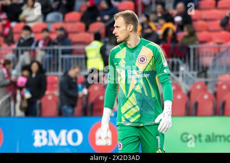 Toronto, Ontario, Kanada. April 2024. Henrich Ravas #1 im MLS-Spiel zwischen Toronto FC und New England Revolution im BMO Field in Toronto. Das Spiel endete 1-0 (Credit Image: © Angel Marchini/ZUMA Press Wire) NUR REDAKTIONELLE VERWENDUNG! Nicht für kommerzielle ZWECKE! Stockfoto