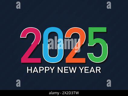 2025 Happy New Year. Weihnachtsgrußkarten-Design. Vektorabbildung Stock Vektor