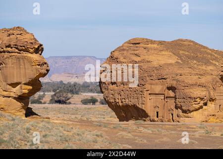 Al Ula, Saudi-Arabien: Die amösen Gräber der nabatäischen Zivilisation, Al-Ula ist ihre zweitgrößte Stadt nach Petra, am Madain Saleh-Standort in Th Stockfoto