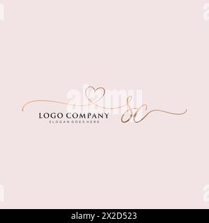 SC Beauty Monogramm und elegantes Logo-Design Stock Vektor