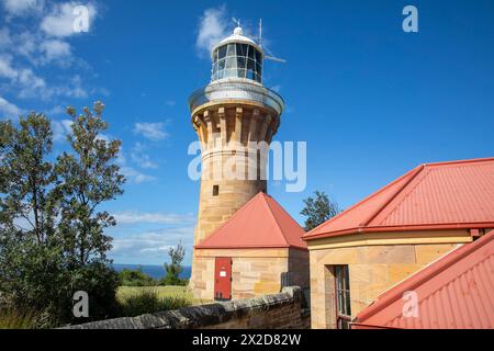 Sydney, Australien, Barrenjoey Heritage Lighthouse auf der Landzunge Barrenjoey, Palm Beach, ein Leuchtturm, der 1881 gebaut wurde Stockfoto