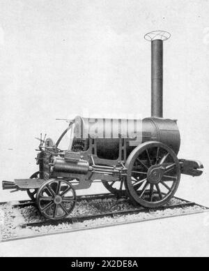 Transport, Eisenbahn, Lokomotiven, 'Rocket' von Robert Stephenson and Company, 1829, ADDITIONAL-RIGHTS-CLEARANCE-INFO-NOT-AVAILABLE Stockfoto