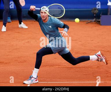 München, Deutschland. April 2024. Jan-Lennard Struff trifft beim Tennisturnier der BMW Open 2024 in München am 21. April 2024 im Finale der Männer zwischen Taylor Fritz aus den Vereinigten Staaten und Jan-Lennard Struff aus Deutschland. Quelle: Philippe Ruiz/Xinhua/Alamy Live News Stockfoto