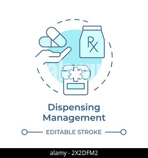 Dispensiermanagement – sanftes blaues Konzeptsymbol Stock Vektor