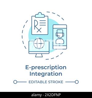 Symbol für E-Prescription-Integration in sanftem Blau Stock Vektor