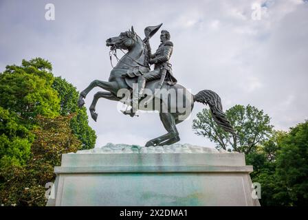 Clark Mills Reiterstatue von Präsident Andrew Jackson auf dem Lafayette Square, D.C. Stockfoto