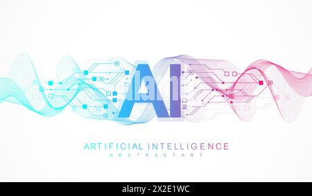 Künstliche Intelligenz und Machine Learning Vektor-Symbol. Design der Wireless-Technologie für künstliche Intelligenz. Neuronale Netze und modern Stock Vektor