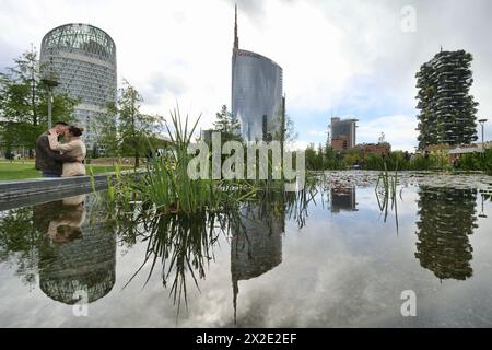 BAM Bäume Bibliothek, neuer moderner Park im Viertel Porta nuova, Mailand, Lombardei, Italien Stockfoto