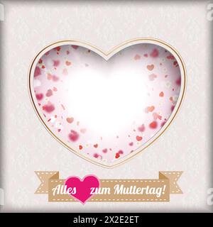 Heart Hole Noble Ornaments Ribbon Muttertag Flowers 2 deutscher Text alles Liebe zum Muttertag, übersetzt Happy Mothers Day. Stockfoto
