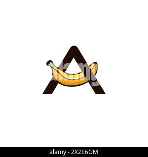 Logo mit Bananenbuchstabe A. Obst-Symbol Stock Vektor