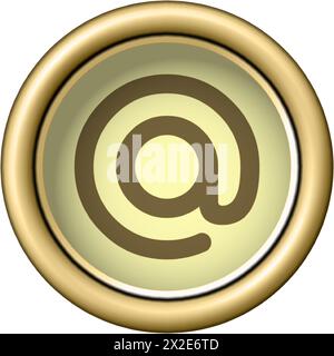 Werbespot auf Symbol auf Vintage-Goldschreibmaschinenknopf Stock Vektor