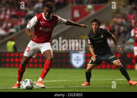 Braga, 04/20/2024 - Sporting Clube de Braga war heute Abend Gastgeber des FC Vicela im Braga Municipal Stadion in einem Spiel, das für die 30. Runde der I League 2023 zählt. Banza (Ivan Del Val/Global Imagens) Stockfoto