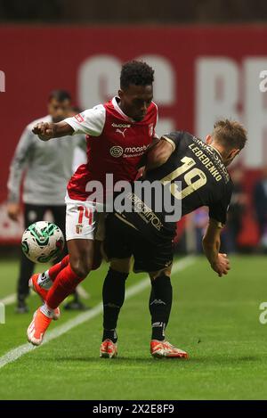 Braga, 04/20/2024 - Sporting Clube de Braga war heute Abend Gastgeber des FC Vicela im Braga Municipal Stadion in einem Spiel, das für die 30. Runde der I League 2023 zählt. Djalo (Ivan Del Val/Global Imagens) Stockfoto