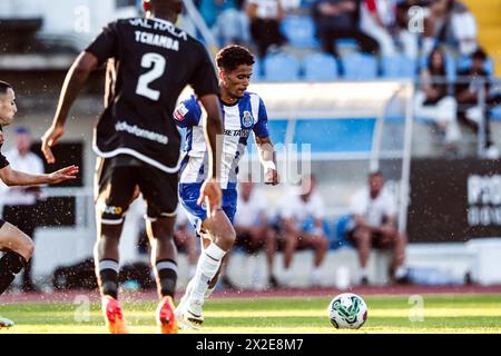 Rio Maior, 21/2024 - heute war das Casa Pia Team Gastgeber des FC Porto am 30. Spieltag der Portugal Betclic League im Rio Maior Municipal Stadium. Wendell (Mário Vasa / Global Imagens) Stockfoto