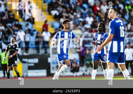 Rio Maior, 21/2024 - heute war das Casa Pia Team Gastgeber des FC Porto am 30. Spieltag der Portugal Betclic League im Rio Maior Municipal Stadium. Wendell (Mário Vasa / Global Imagens) Stockfoto