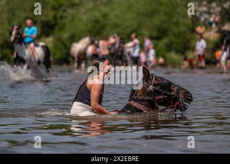 Appleby-in-Westmorland, Cumbria, England, Großbritannien. Juni 2023. In der Region von 10.000 Zigeunern und Reisenden treffen sich zum jährlichen Appleby Horse Fair Stockfoto