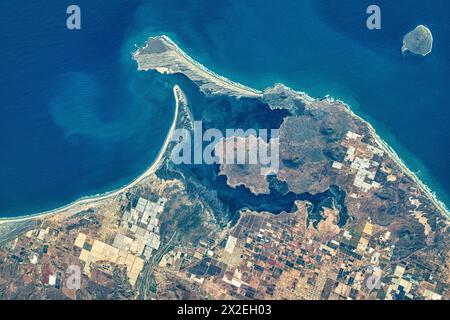 Küstendetails im Golf von Kalifornien. Digitale Bildverbesserung durch die NASA Stockfoto