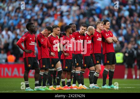 Manchester United Spieler beim Elfmeterschießen - Coventry City gegen Manchester United, das Halbfinale des Emirates FA Cup, Wembley Stadium, London, Großbritannien - 21. April 2024 Stockfoto