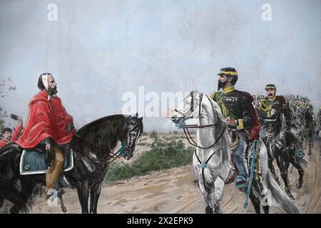 Italien. Triennio 1859-1861. Treffen von Garibaldi und Victor Emmanuel II Teano. Oktober 1860. Stockfoto