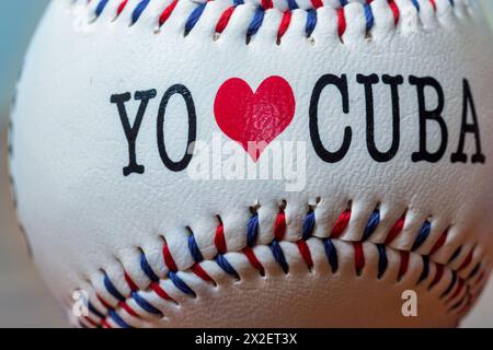 Baseballball, ich liebe Kuba Text, Souvenir Stockfoto