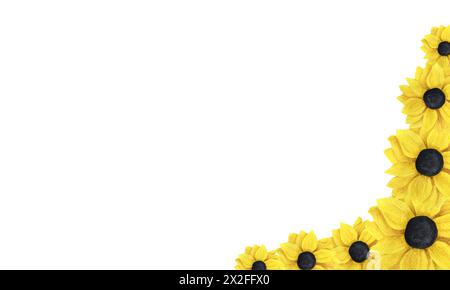 Aquarell Sonnenblumenblume mit in der Komposition. Bunte Blumen. Zur Dekoration von Schönheitspostkarten und Landwirtschafts-Designkonzepten. Banner. A Plac Stockfoto
