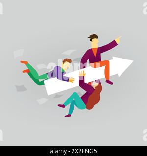 Pfeil für die Führung des Geschäftsteams. Konzept Business Success Vector Illustration. Flache Zeichentrickfigur. Vektorabbildung Stock Vektor