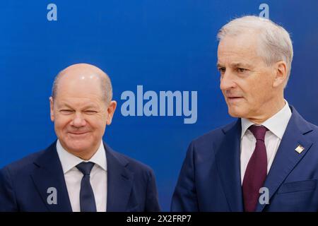 Hannover, Deutschland. April 2024. OLAF Scholz (SPD), Bundeskanzler, auf der Hannover Messe Hannover, 22. April 2024. Quelle: dpa/Alamy Live News Stockfoto