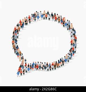Große Gruppe von Menschen in Form von Chat-Blase. Vektorgrafik Stock Vektor