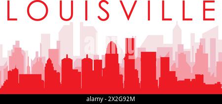 Rotes Poster mit Panoramablick auf die Skyline von LOUISVILLE, USA Stock Vektor