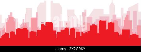 Rotes Poster mit Panoramablick auf die Skyline der Stadt von ANCHORAGE, USA Stock Vektor