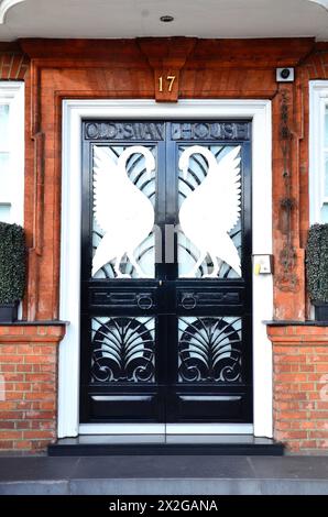 Tür des Swan House, Chelsea Embankment, London Stockfoto