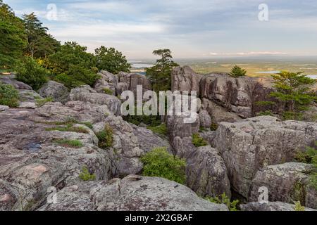 Blick auf den Weiss Lake vom Cheyene Rock Village Park in der Nähe von Leesburg, Alabama Stockfoto